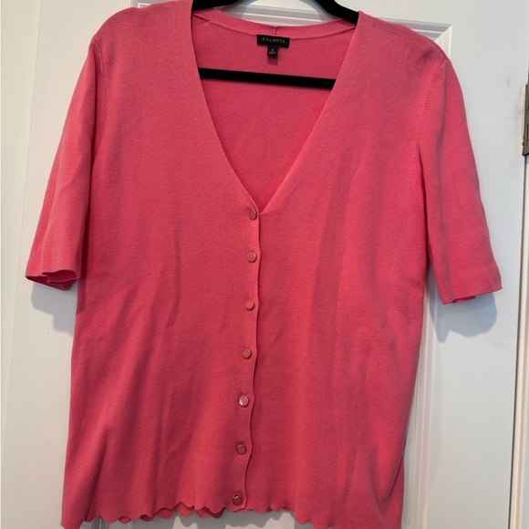 Talbots Pink Scallop Trim Cardigan - Picture 1 of 5